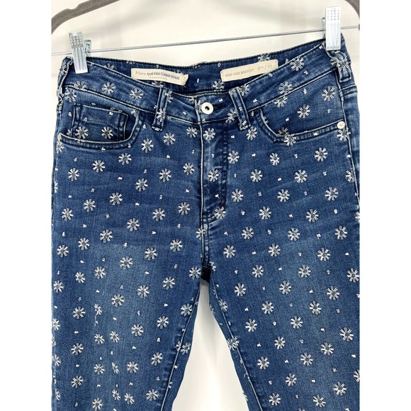 Pilcro and the Letterpress High-Rise Bootcut Jeans Crop Floral Embroidery 27 - Picture 2 of 6